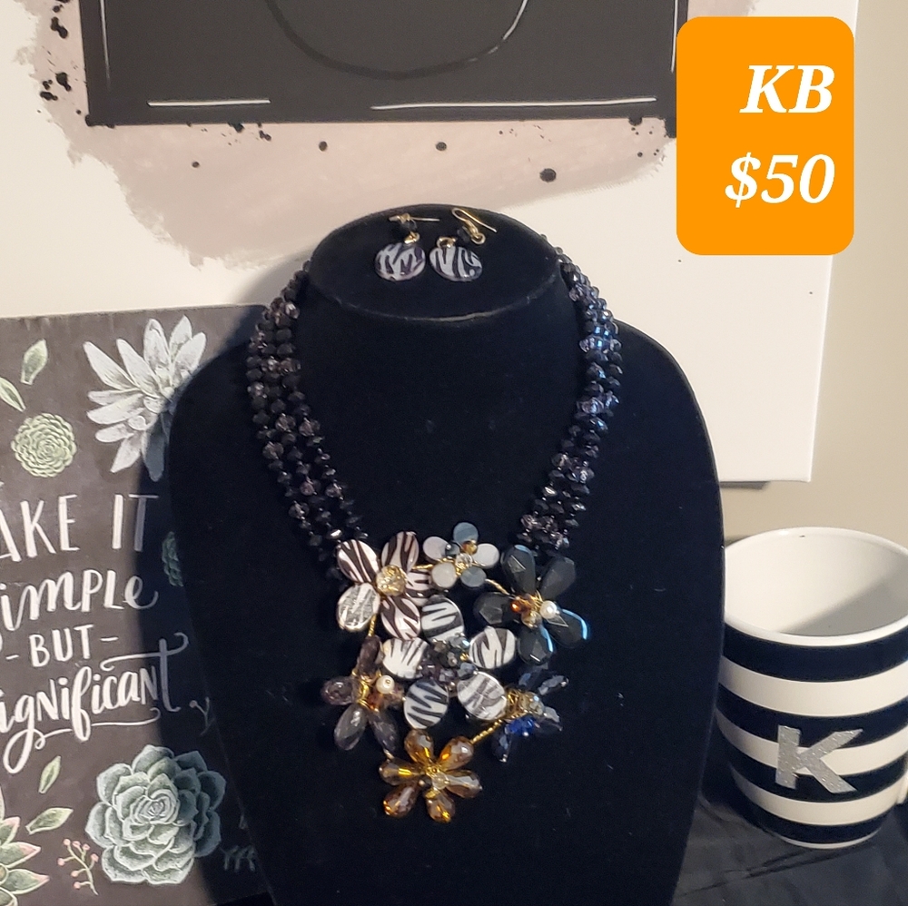 Crystal bead zebra inspired necklace set